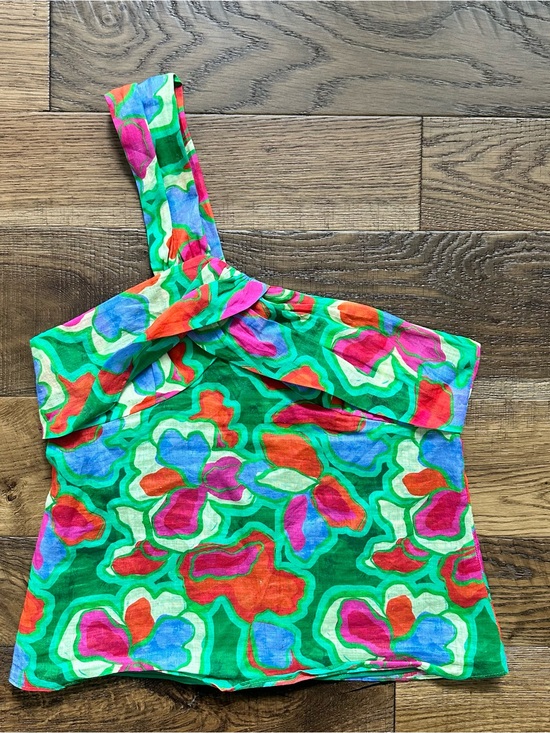 Amanda Uprichard Tops - Amanda Uprichard Mallorca Top One Shoulder Ruffle Tropical Resort Vacation XS
